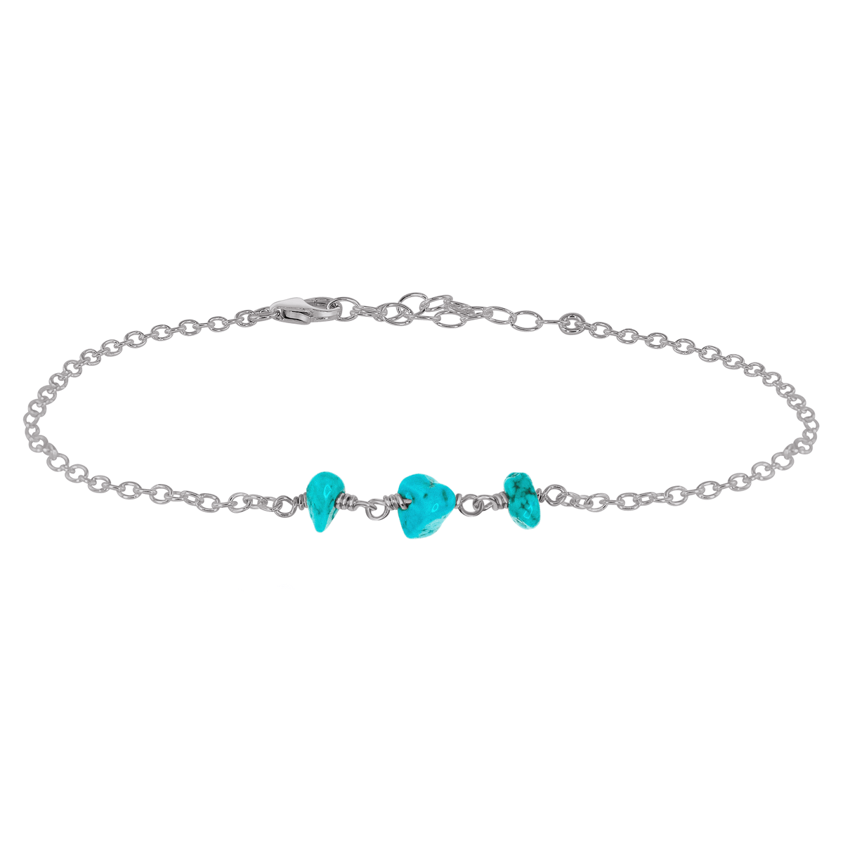 Beaded Chain Anklet - Turquoise - Stainless Steel - Luna Tide Handmade Jewellery