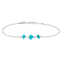 Beaded Chain Anklet - Turquoise - Sterling Silver - Luna Tide Handmade Jewellery