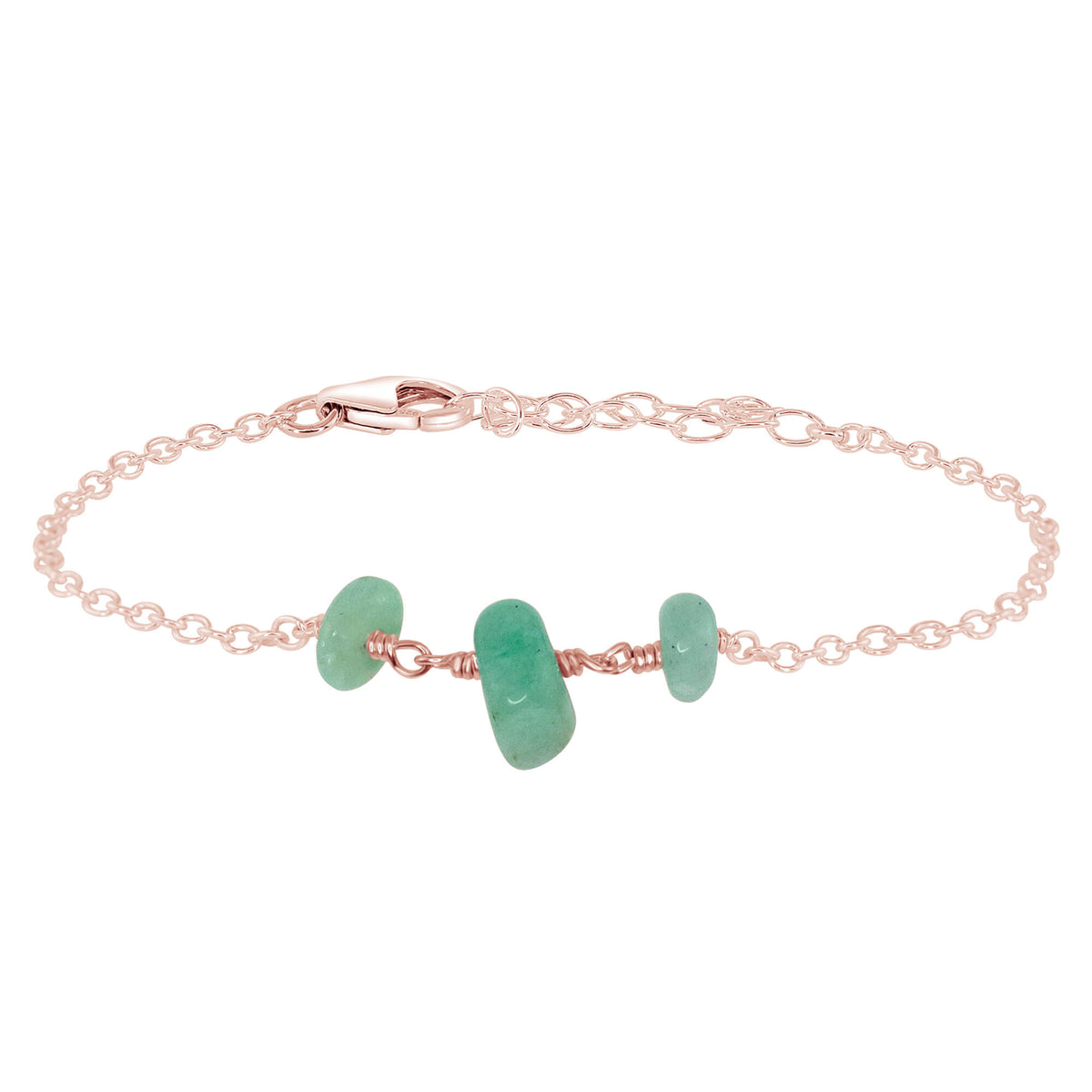Beaded Chain Bracelet - Amazonite - 14K Rose Gold Fill - Luna Tide Handmade Jewellery