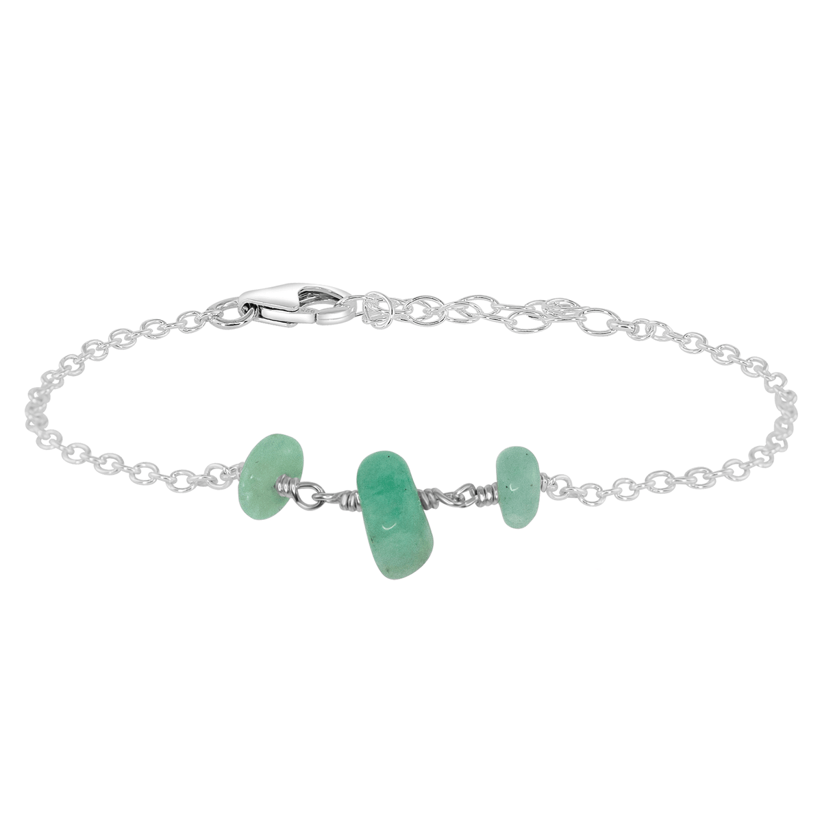 Beaded Chain Bracelet - Amazonite - Sterling Silver - Luna Tide Handmade Jewellery