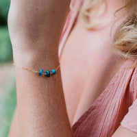 Beaded Chain Bracelet - Apatite - 14K Gold Fill - Luna Tide Handmade Jewellery