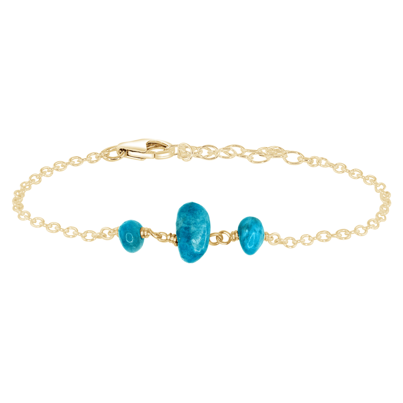 Beaded Chain Bracelet - Apatite - 14K Gold Fill - Luna Tide Handmade Jewellery