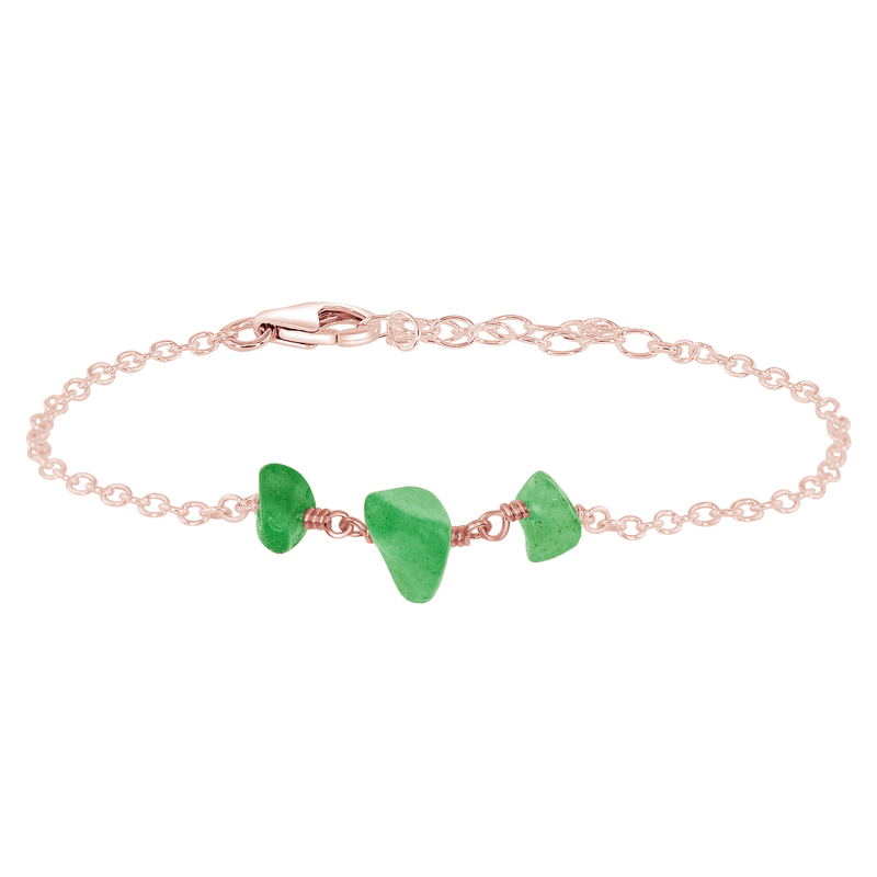 Beaded Chain Bracelet - Aventurine - 14K Rose Gold Fill - Luna Tide Handmade Jewellery