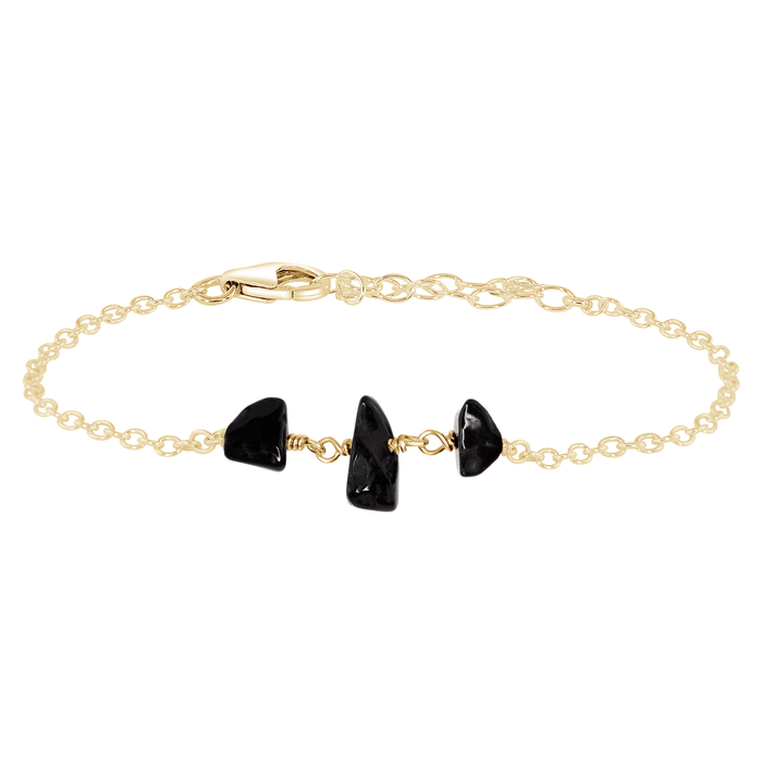 Beaded Chain Bracelet - Black Onyx - 14K Gold Fill - Luna Tide Handmade Jewellery
