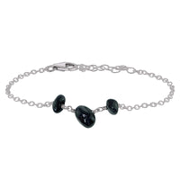 Beaded Chain Bracelet - Black Tourmaline - Stainless Steel - Luna Tide Handmade Jewellery