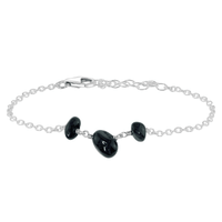 Beaded Chain Bracelet - Black Tourmaline - Sterling Silver - Luna Tide Handmade Jewellery