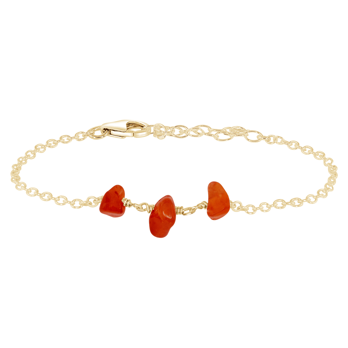 Beaded Chain Bracelet - Carnelian - 14K Gold Fill - Luna Tide Handmade Jewellery