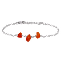 Beaded Chain Bracelet - Carnelian - Stainless Steel - Luna Tide Handmade Jewellery