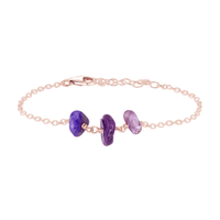 Beaded Chain Bracelet - Charoite - 14K Rose Gold Fill - Luna Tide Handmade Jewellery
