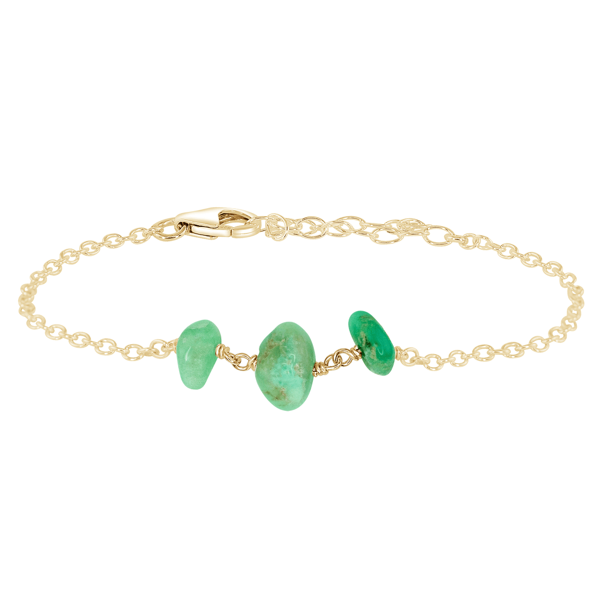 Beaded Chain Bracelet - Chrysoprase - 14K Gold Fill - Luna Tide Handmade Jewellery