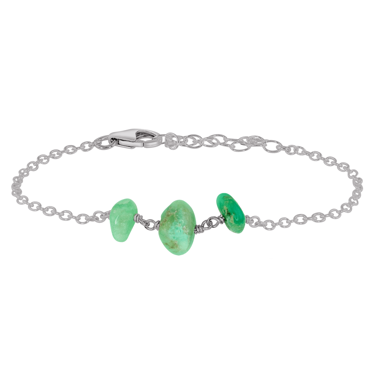 Beaded Chain Bracelet - Chrysoprase - Stainless Steel - Luna Tide Handmade Jewellery