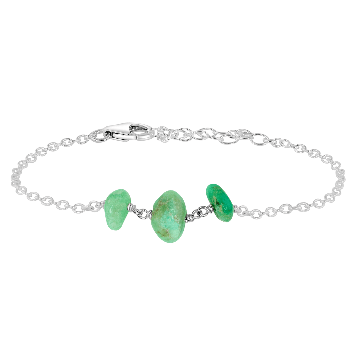 Beaded Chain Bracelet - Chrysoprase - Sterling Silver - Luna Tide Handmade Jewellery