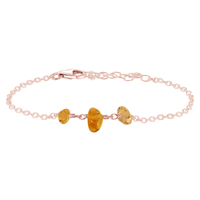 Beaded Chain Bracelet - Citrine - 14K Rose Gold Fill - Luna Tide Handmade Jewellery