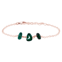 Beaded Chain Bracelet - Emerald - 14K Rose Gold Fill - Luna Tide Handmade Jewellery