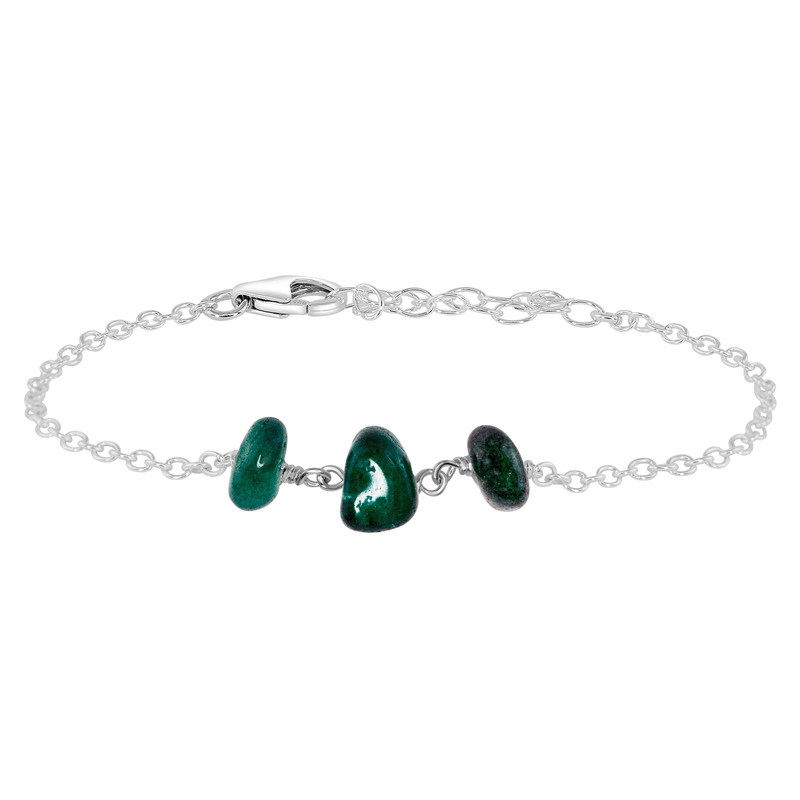 Beaded Chain Bracelet - Emerald - Sterling Silver - Luna Tide Handmade Jewellery