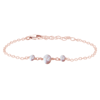 Beaded Chain Bracelet - Freshwater Pearl - 14K Rose Gold Fill - Luna Tide Handmade Jewellery