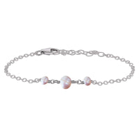 Beaded Chain Bracelet - Freshwater Pearl - Stainless Steel - Luna Tide Handmade Jewellery