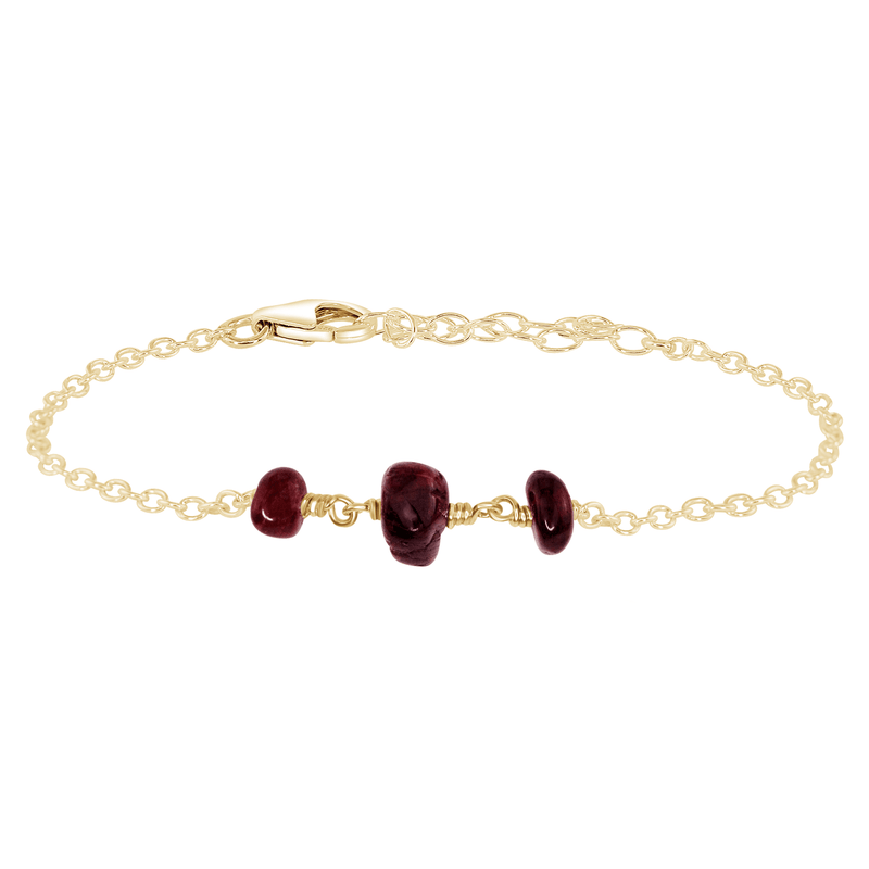 Beaded Chain Bracelet - Garnet - 14K Gold Fill - Luna Tide Handmade Jewellery