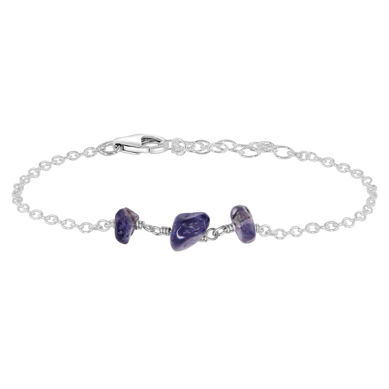 Beaded Chain Bracelet - Iolite - Sterling Silver - Luna Tide Handmade Jewellery
