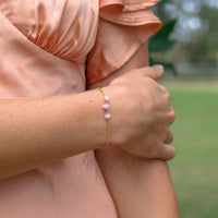 Beaded Chain Bracelet - Kunzite - 14K Gold Fill - Luna Tide Handmade Jewellery
