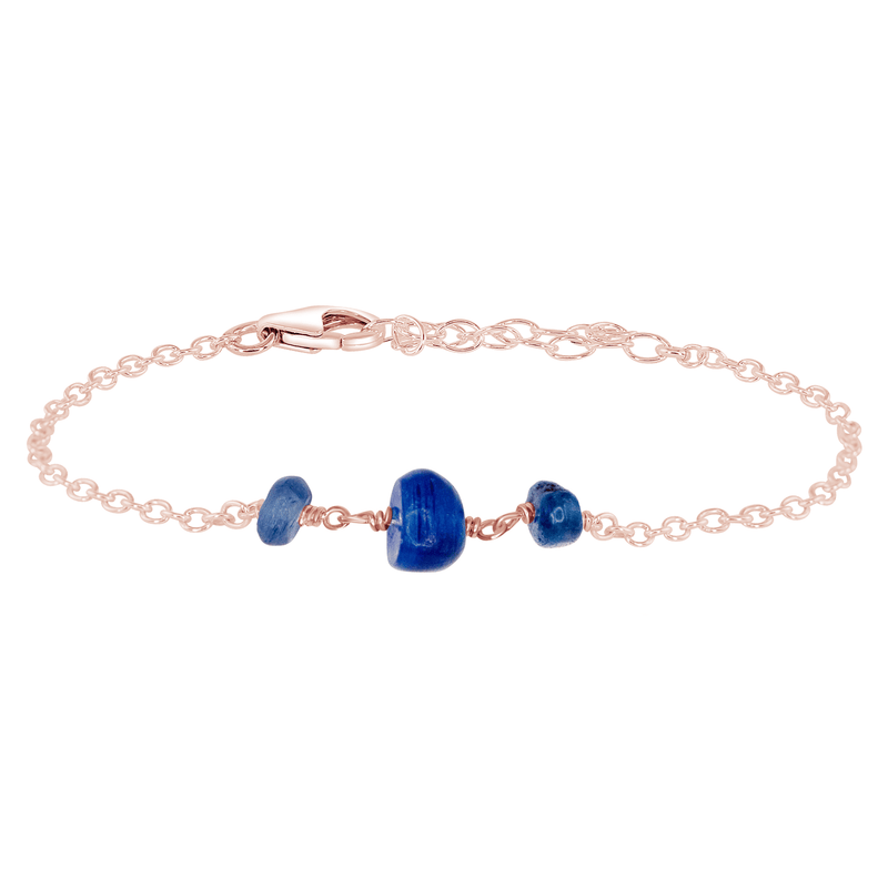 Beaded Chain Bracelet - Kyanite - 14K Rose Gold Fill - Luna Tide Handmade Jewellery