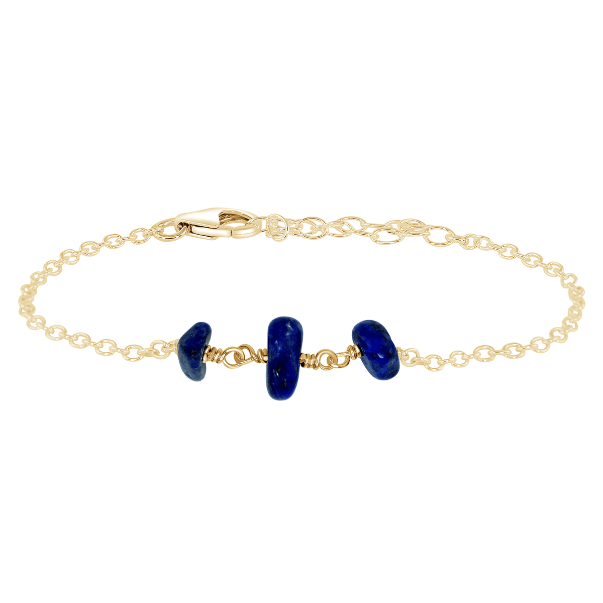 Beaded Chain Bracelet - Lapis Lazuli - 14K Gold Fill - Luna Tide Handmade Jewellery