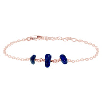 Beaded Chain Bracelet - Lapis Lazuli - 14K Rose Gold Fill - Luna Tide Handmade Jewellery