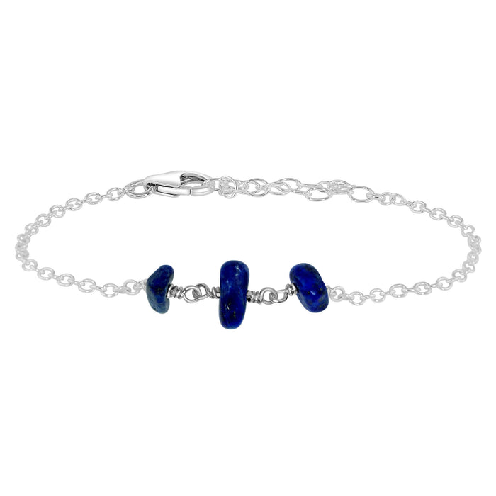 Beaded Chain Bracelet - Lapis Lazuli - Sterling Silver - Luna Tide Handmade Jewellery