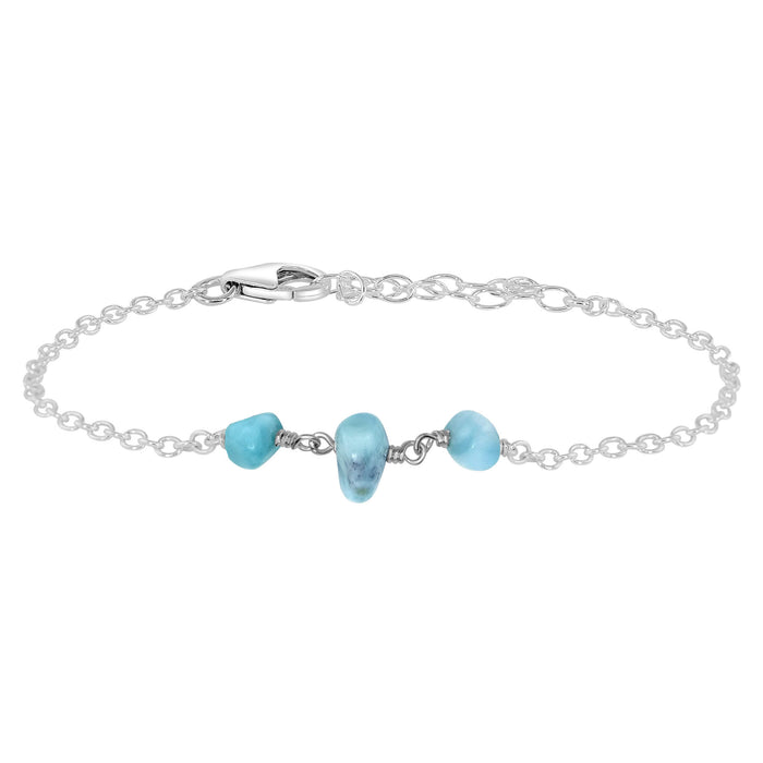 Beaded Chain Bracelet - Larimar - Sterling Silver - Luna Tide Handmade Jewellery