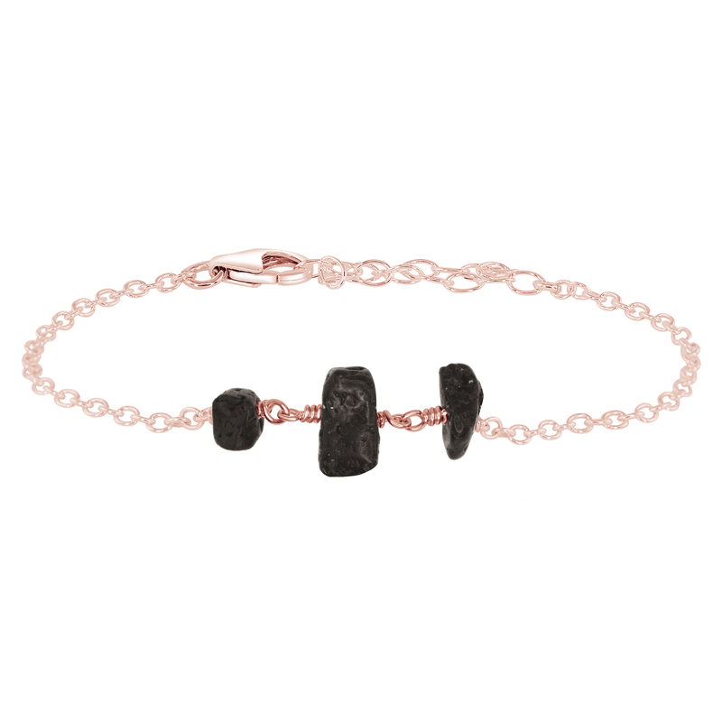 Beaded Chain Bracelet - Lava - 14K Rose Gold Fill - Luna Tide Handmade Jewellery