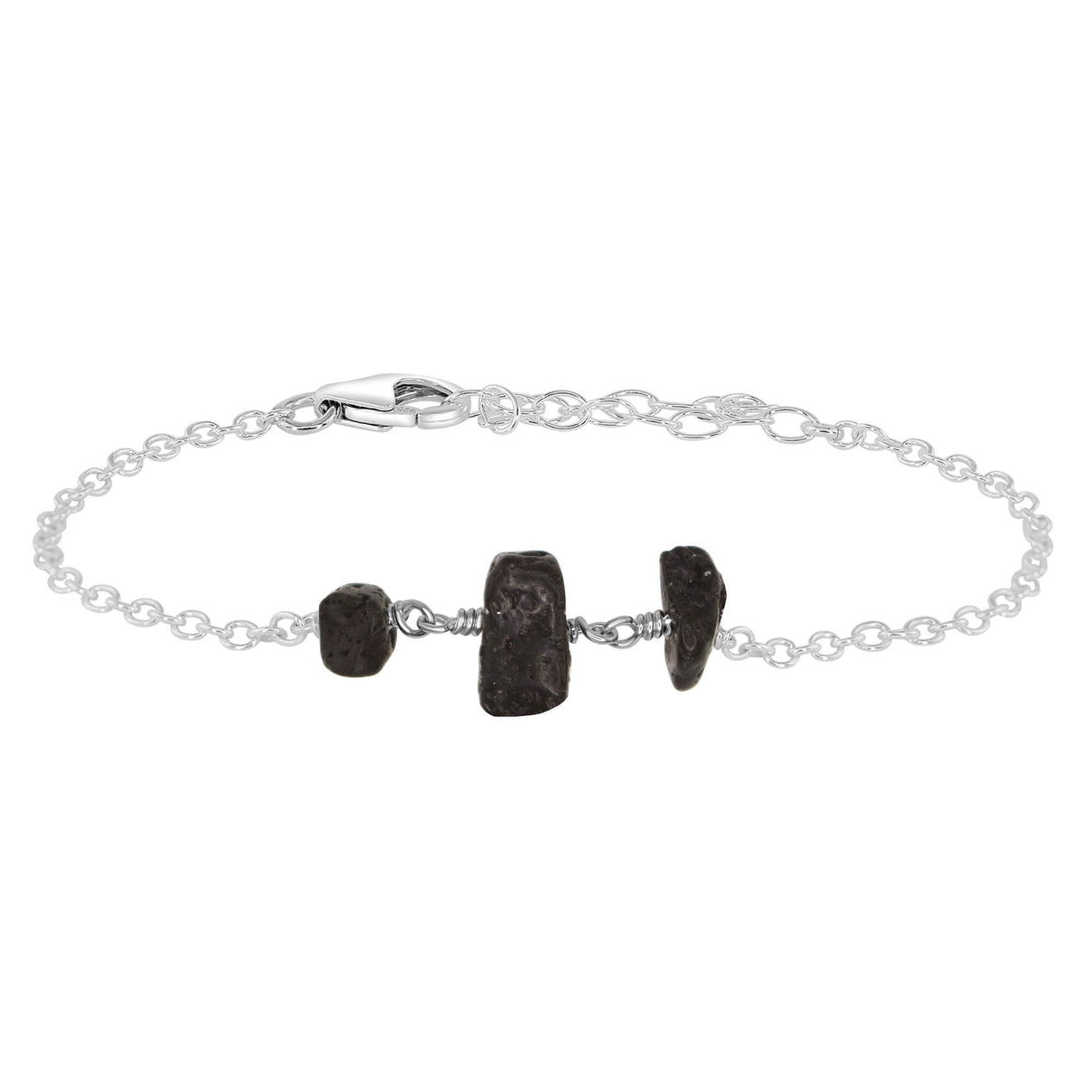 Beaded Chain Bracelet - Lava - Sterling Silver - Luna Tide Handmade Jewellery