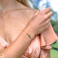 Beaded Chain Bracelet - Malachite - 14K Gold Fill - Luna Tide Handmade Jewellery
