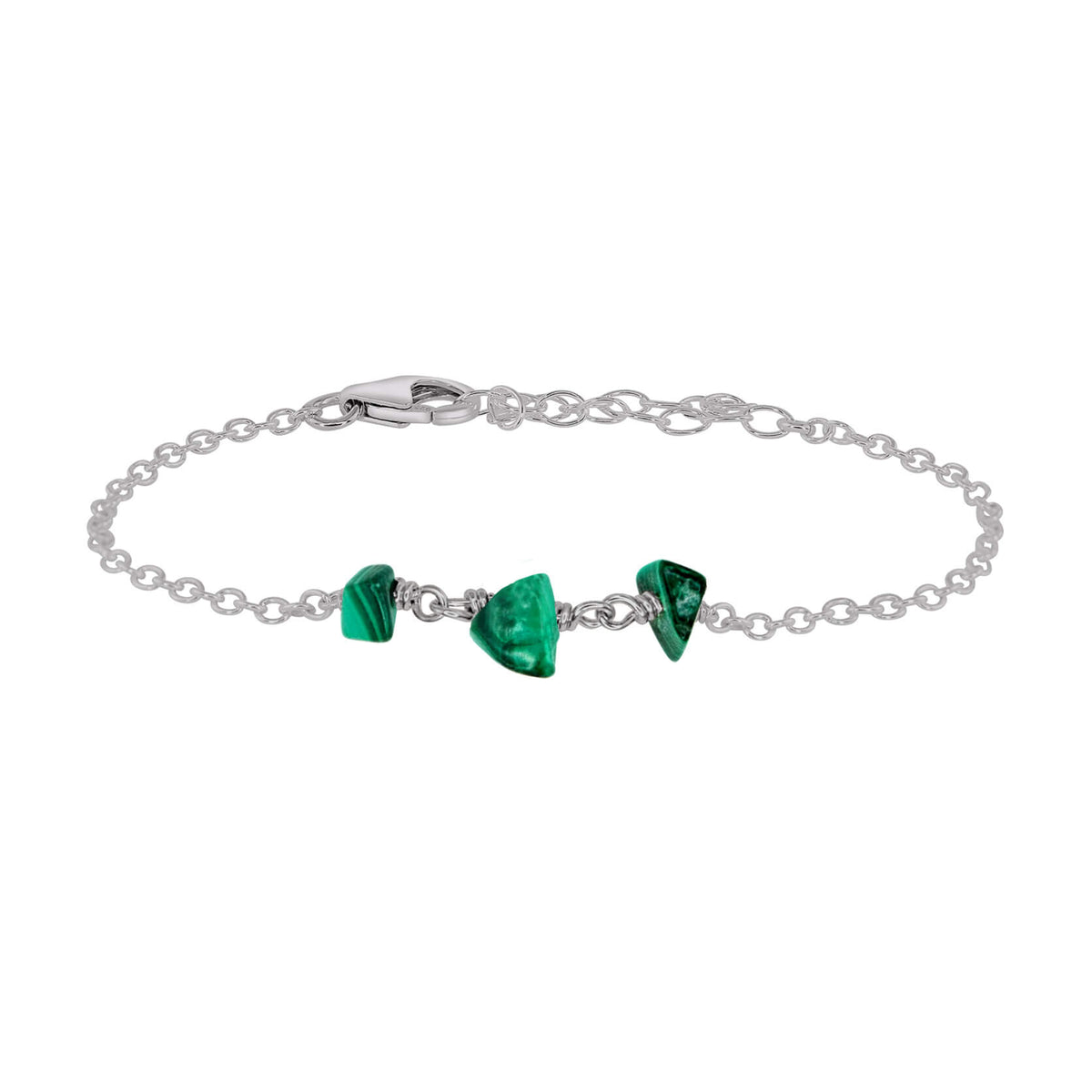 Beaded Chain Bracelet - Malachite - Stainless Steel - Luna Tide Handmade Jewellery