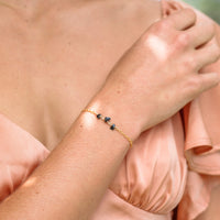 Beaded Chain Bracelet - Obsidian - 14K Gold Fill - Luna Tide Handmade Jewellery