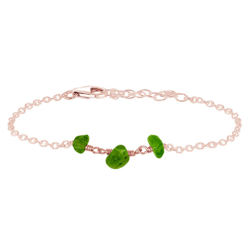 Beaded Chain Bracelet - Peridot - 14K Rose Gold Fill - Luna Tide Handmade Jewellery