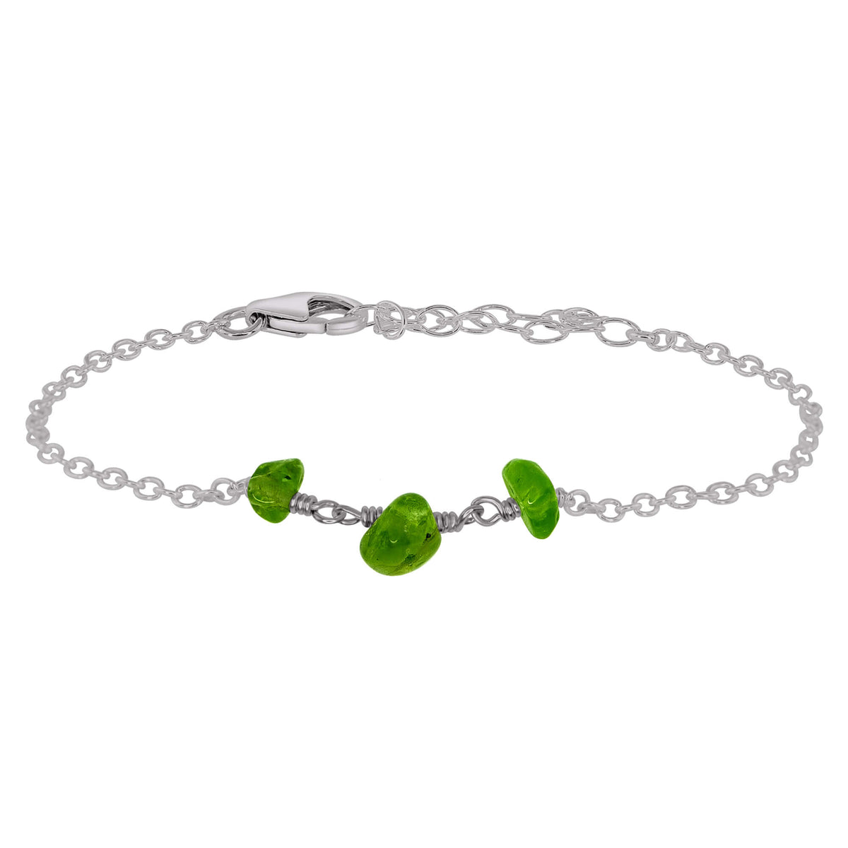Beaded Chain Bracelet - Peridot - Stainless Steel - Luna Tide Handmade Jewellery