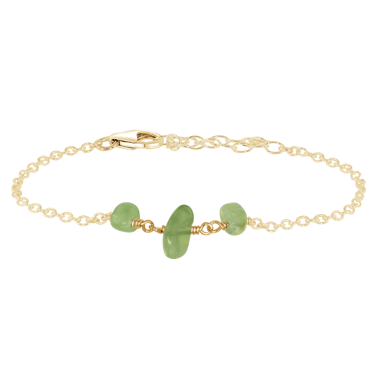 Beaded Chain Bracelet - Prehnite - 14K Gold Fill - Luna Tide Handmade Jewellery