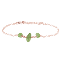Beaded Chain Bracelet - Prehnite - 14K Rose Gold Fill - Luna Tide Handmade Jewellery
