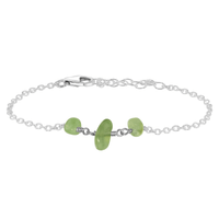 Beaded Chain Bracelet - Prehnite - Sterling Silver - Luna Tide Handmade Jewellery
