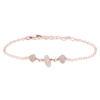 Beaded Chain Bracelet - Rainbow Moonstone - 14K Rose Gold Fill - Luna Tide Handmade Jewellery