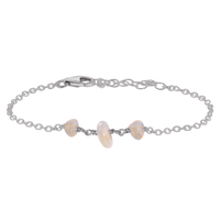 Beaded Chain Bracelet - Rainbow Moonstone - Stainless Steel - Luna Tide Handmade Jewellery