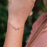 Beaded Chain Bracelet - Rose Quartz - 14K Gold Fill - Luna Tide Handmade Jewellery