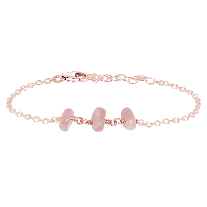 Beaded Chain Bracelet - Rose Quartz - 14K Rose Gold Fill - Luna Tide Handmade Jewellery