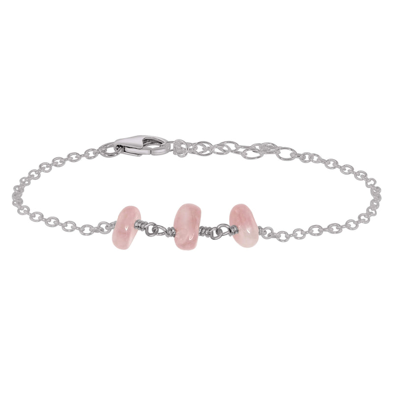 Beaded Chain Bracelet - Rose Quartz - Stainless Steel - Luna Tide Handmade Jewellery