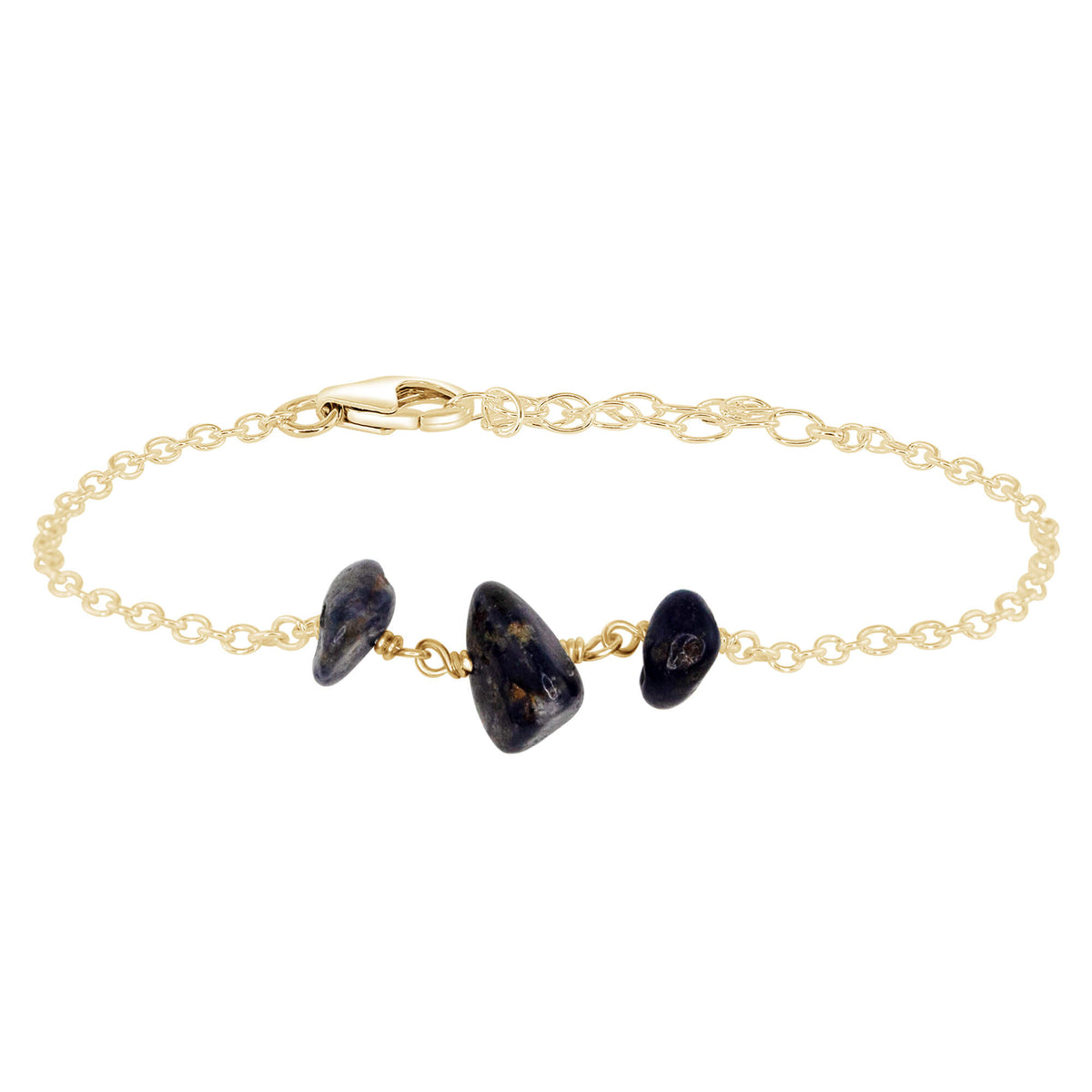 Beaded Chain Bracelet - Sapphire - 14K Gold Fill - Luna Tide Handmade Jewellery
