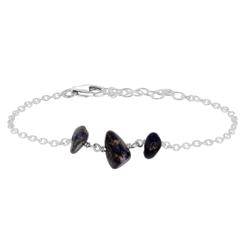 Beaded Chain Bracelet - Sapphire - Sterling Silver - Luna Tide Handmade Jewellery