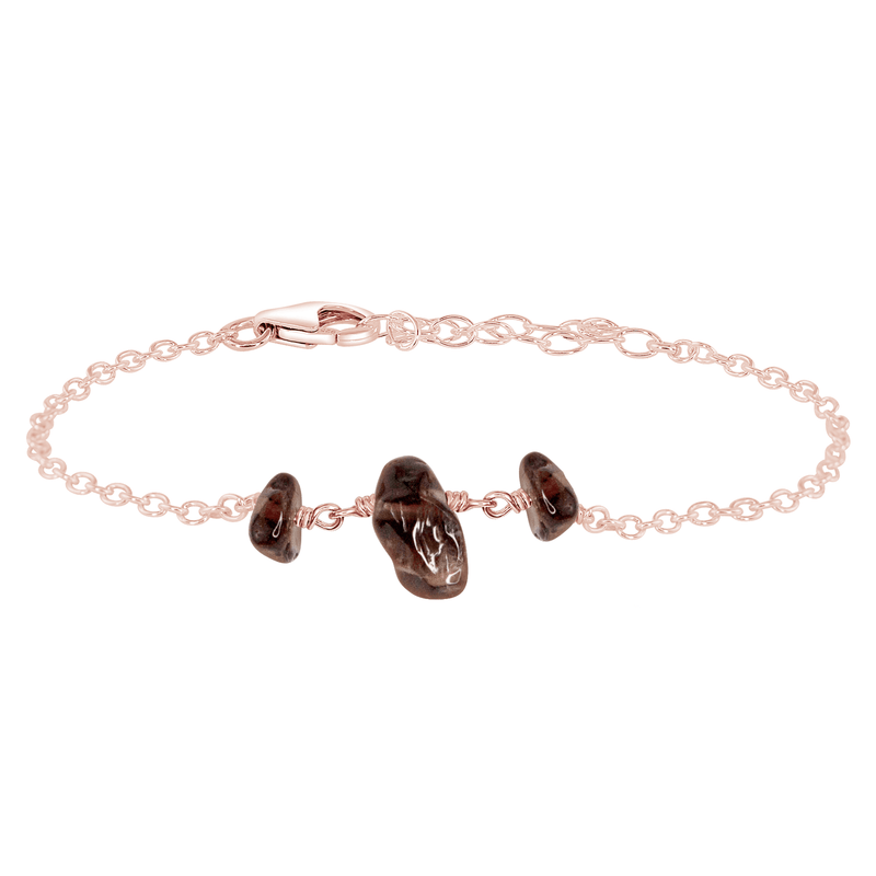 Beaded Chain Bracelet - Smoky Quartz - 14K Rose Gold Fill - Luna Tide Handmade Jewellery