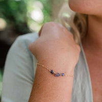 Beaded Chain Bracelet - Tanzanite - 14K Gold Fill - Luna Tide Handmade Jewellery