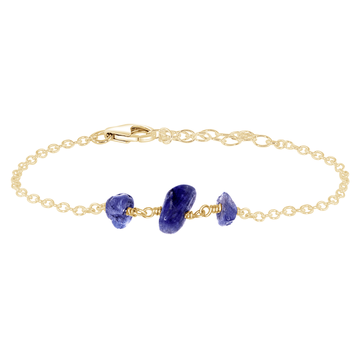 Beaded Chain Bracelet - Tanzanite - 14K Gold Fill - Luna Tide Handmade Jewellery