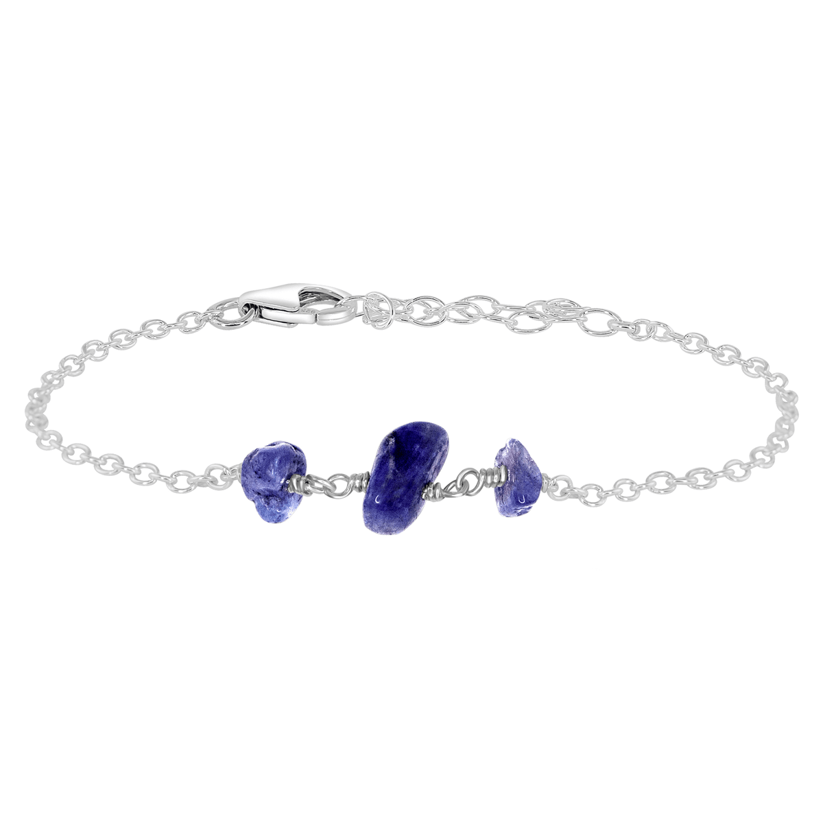 Beaded Chain Bracelet - Tanzanite - Sterling Silver - Luna Tide Handmade Jewellery